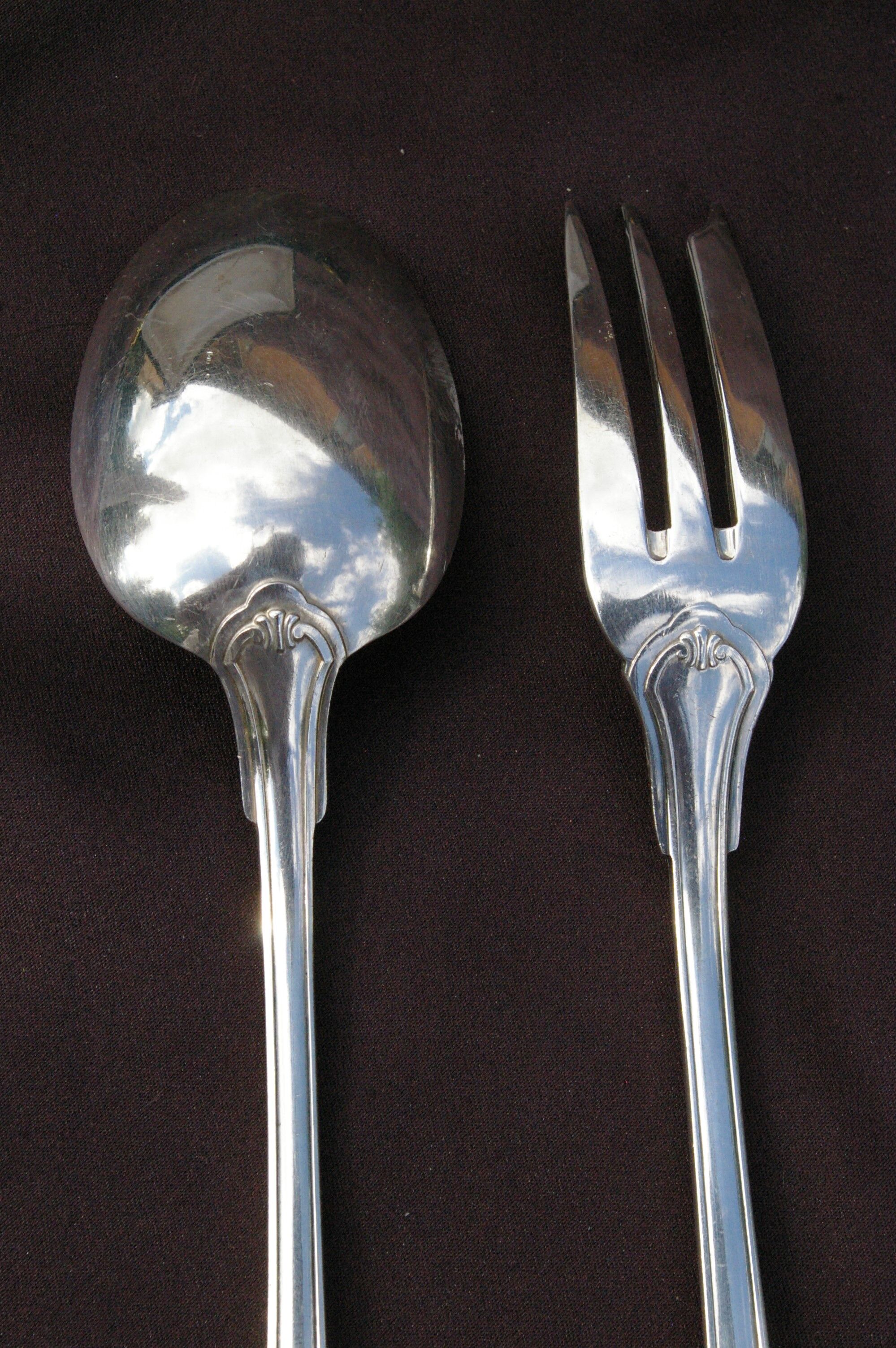 Christofle serving cutlery (fork / spoon) vendôme shell