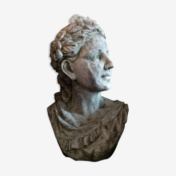 Buste féminin en plâtre déco de jardin XXème