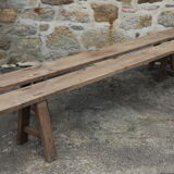Pair of large solid wood benches XIXth
