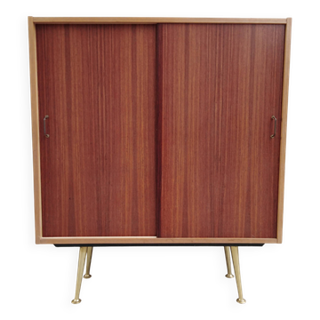 armoire décorative du milieu du siècle avec pieds en laiton
