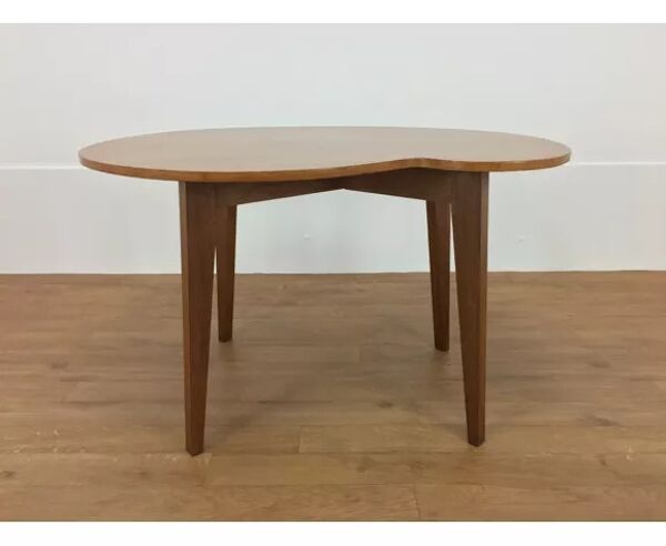 Table d'appoint haricot bois pied compas, années 50