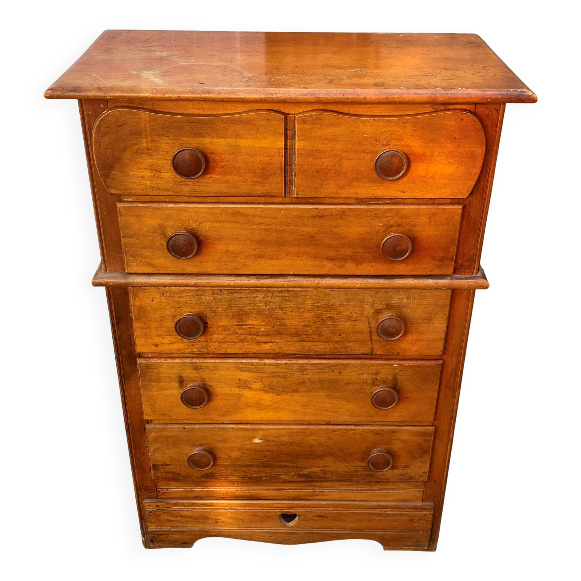 Meuble de métier de rangement commode haute en bois blanc 1950