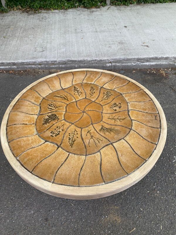 Table à manger Barrois vintage rénovée avec 2 bancs en chêne massif