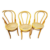 Lot three vintage bistro chair reed honey cannage