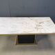 Vintage white marble and brass dining table, 1970s