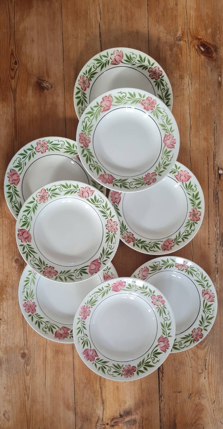 Set of 8 vintage earthenware plates