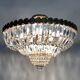 Large chandelier, brass crown ceiling lamp, 4 floors, 8 lights, glass grapevines. Year 80