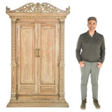 Ancienne porte indienne à deux battants en bois massif sculpté