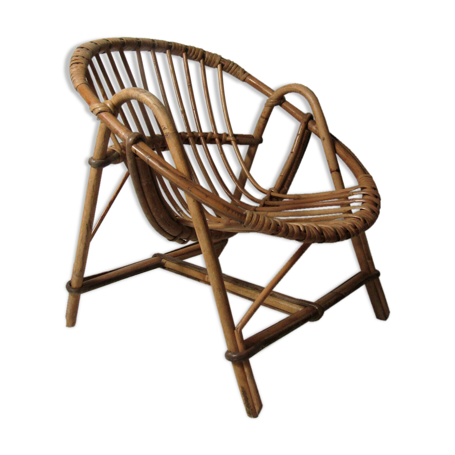 Children's rattan shell chair