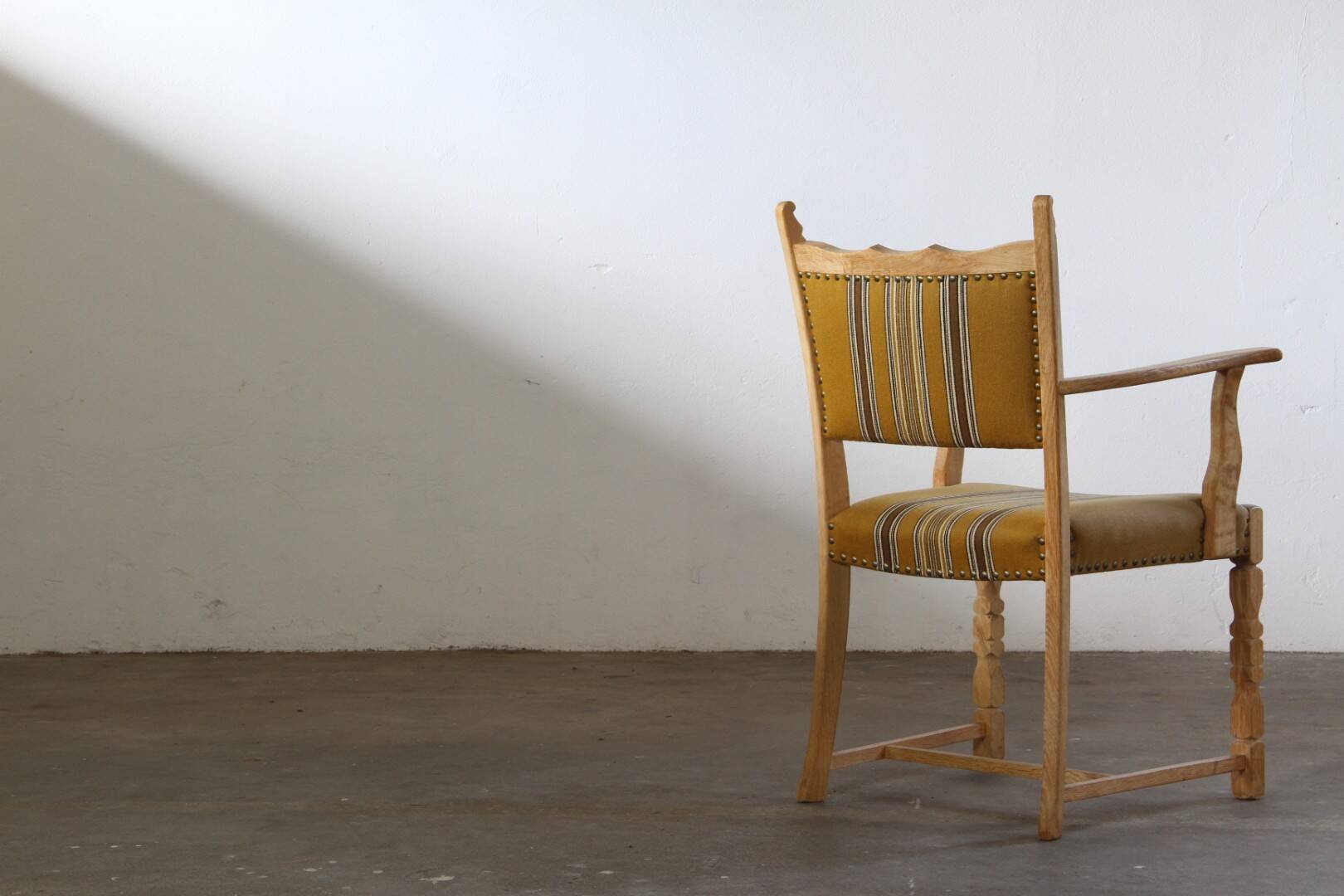Vintage Danish Solid Oak Brutalist Armchair, Henning Kjærnulf style, 1960s