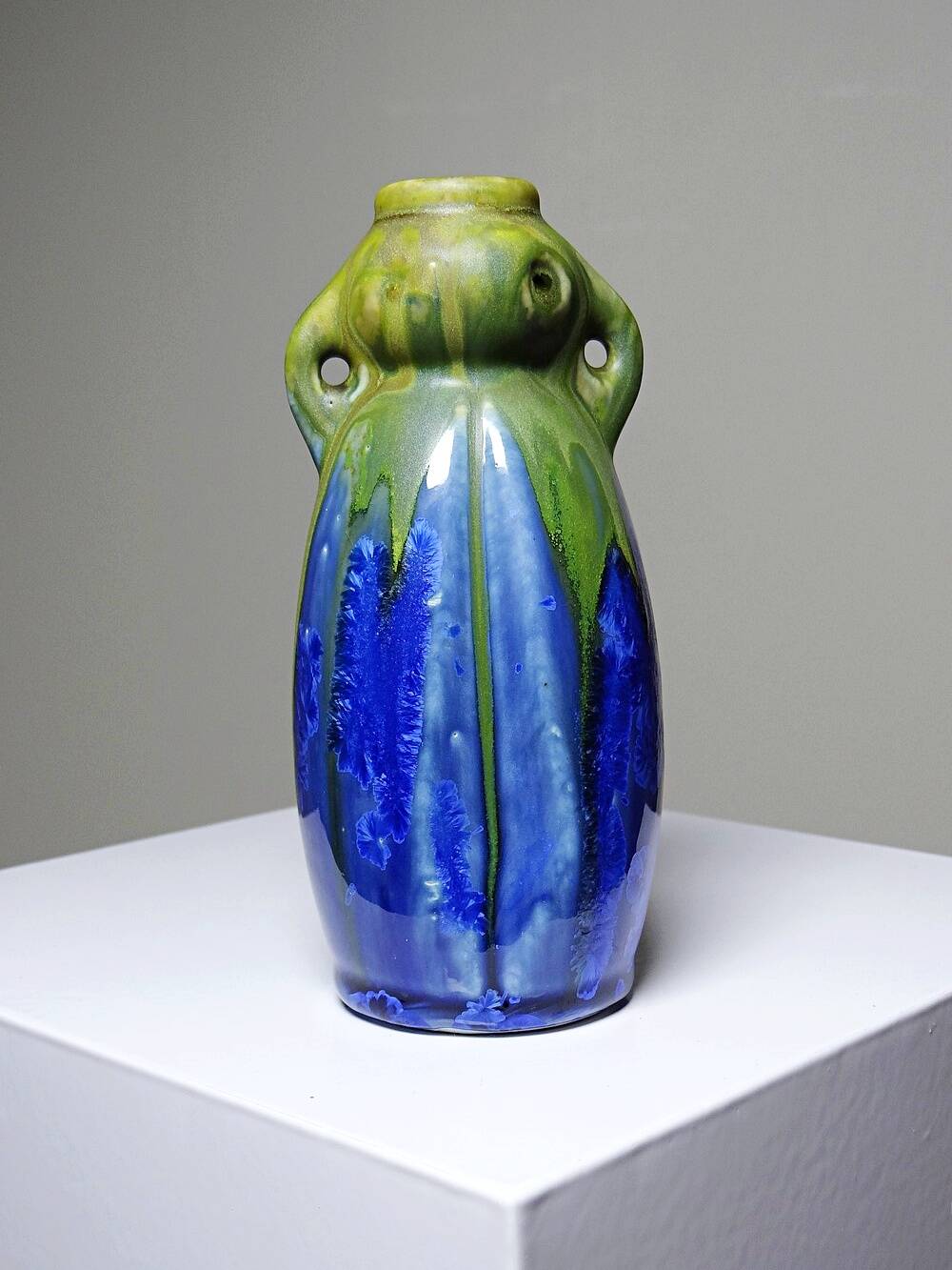 Petit vase grès émaillé ancien 1900-1910 attribué à Méténier émaux cristallins