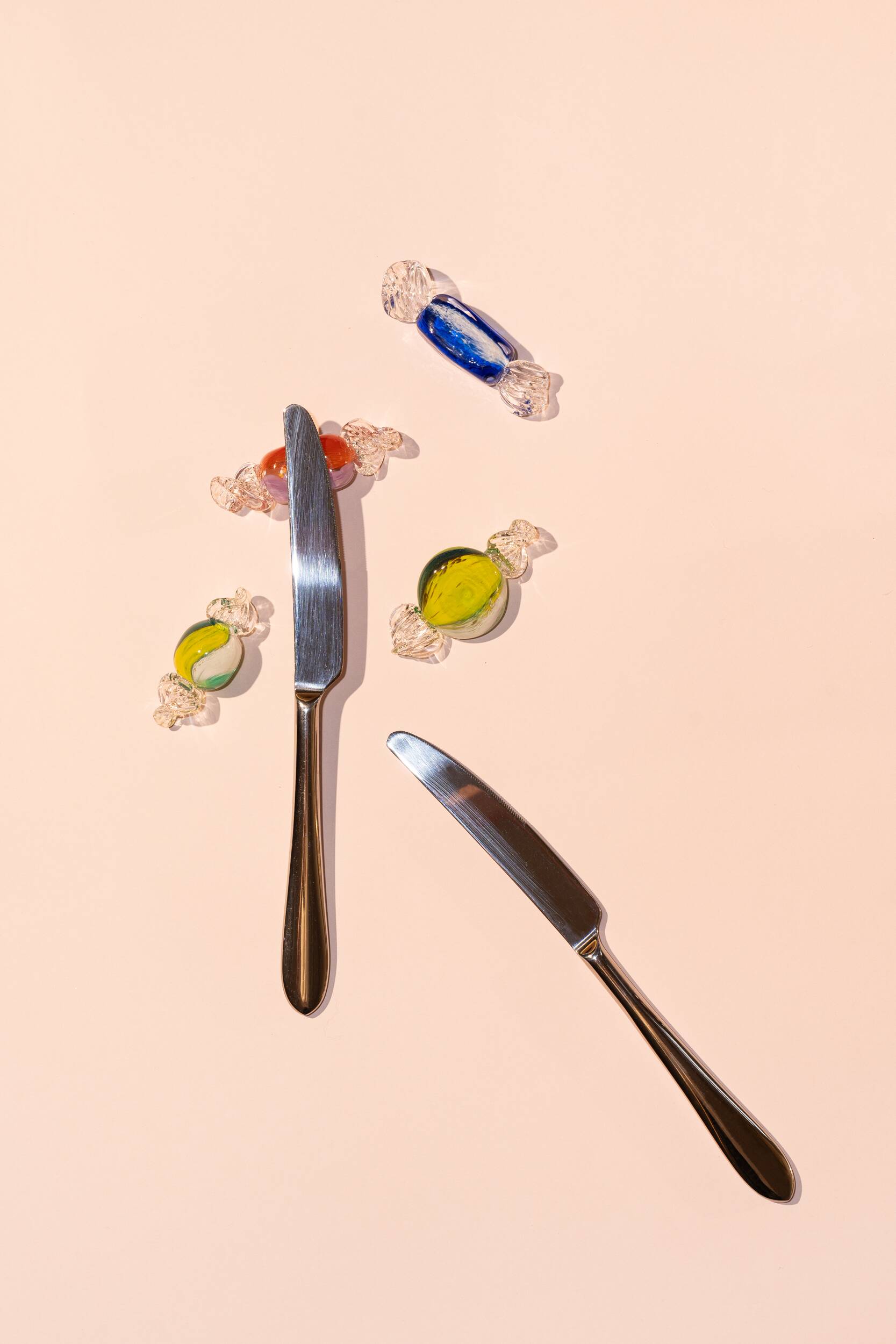 Mouthblown Crystal candy - cutlery rest