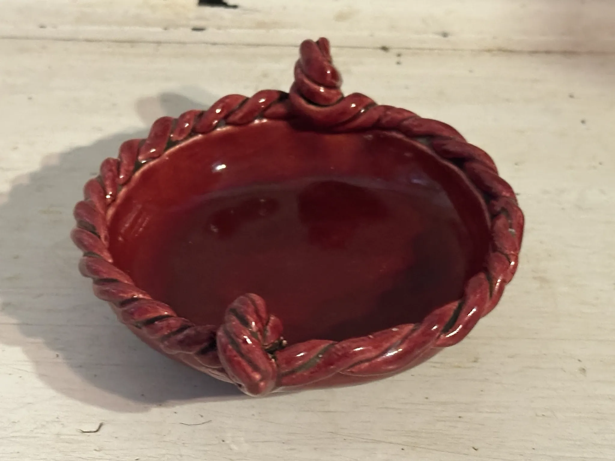 Small red ceramic catchall signed Bily – 1950s