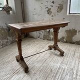 Walnut and tile bistro table 1890