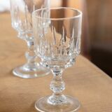 Set of 6 cut glass white stemmed glasses "Manon"