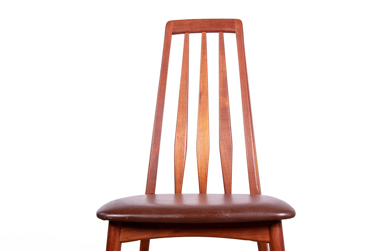 6 Danish chairs in teak and new leather, model "Eva" by Niels Koefoed.