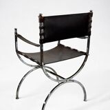 Maison Jansen, Pair of Savonarola armchairs, 1970