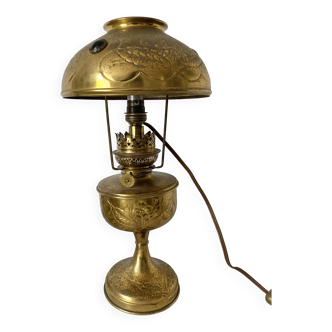 Brass lamp, old Parisian oil lamp