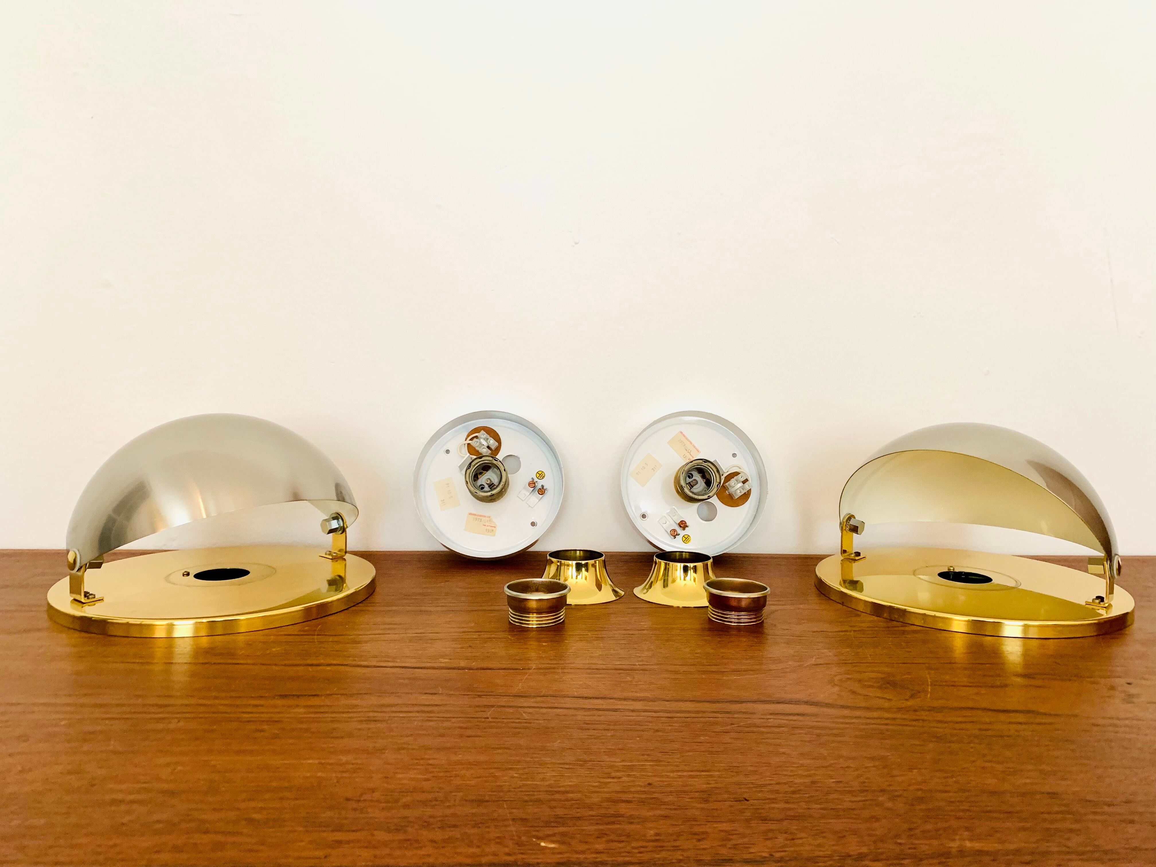Set of 2 1970s Bicolor Space Age Wall Lamps by Sölken