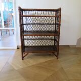 Bookcase - Bibus - 3 levels - woven rattan - bamboo - Vintage - 70s