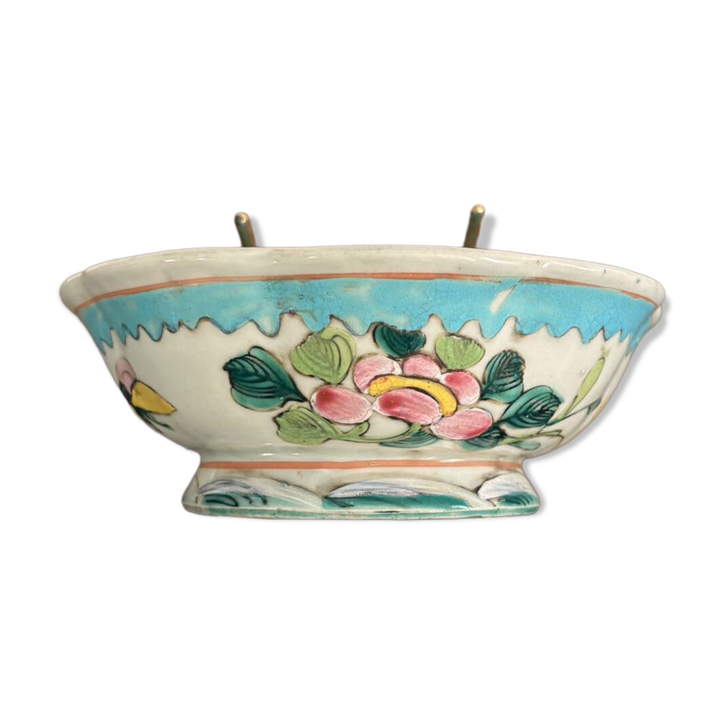 Coupe Plate Empty Pocket Family Rose Celadon Porcelain Peranakan Qing