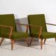 2 fauteuils verts, vers 1950