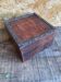 Antique Box Jewellery Wood + Leaf Motif Bronze Vintage #D98