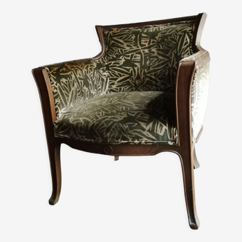 Armchair style year 30 velvet fabrics and printed Dominique Picquier