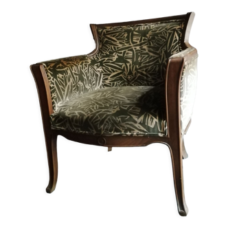 Armchair style year 30 velvet fabrics and printed Dominique Picquier
