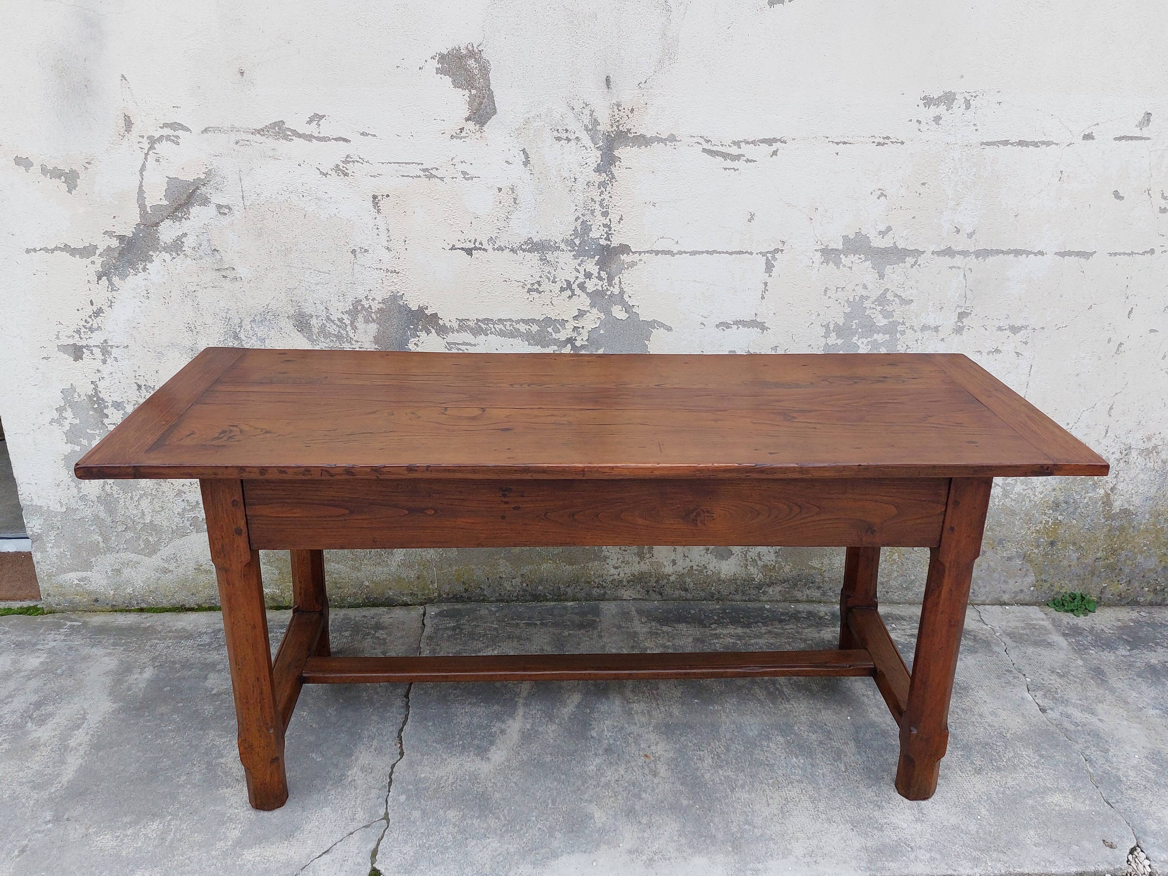 Rustic burgundy farm table 19th -1m80