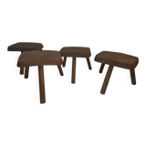 Set of 4 solid wood shepherd's stools