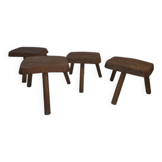 Set of 4 solid wood shepherd's stools