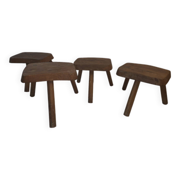 4 tabourets de berger en bois massif