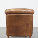 Cowhide Leather Club Chair in a Light Cognac Color