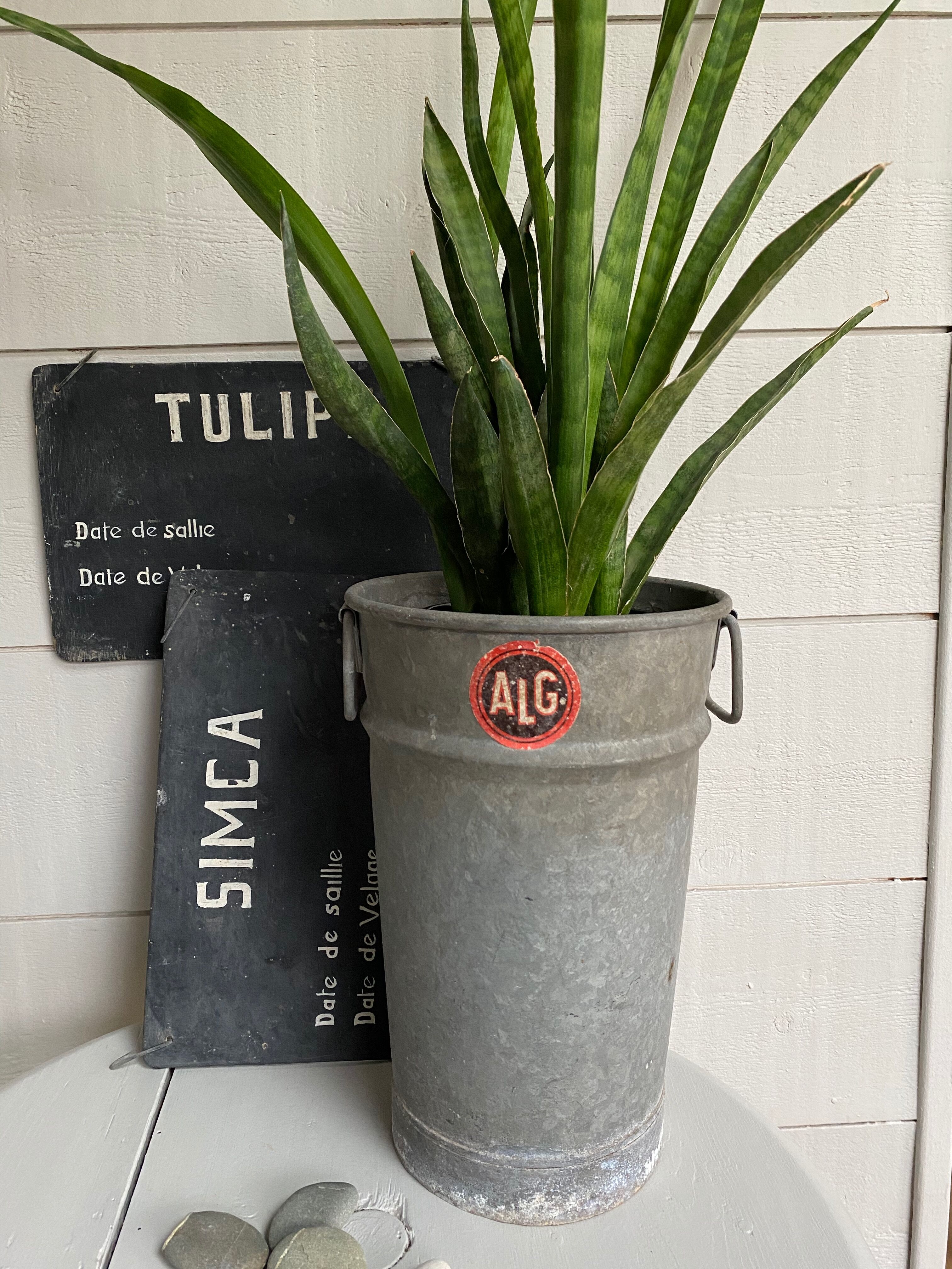 Old zinc florist vase
