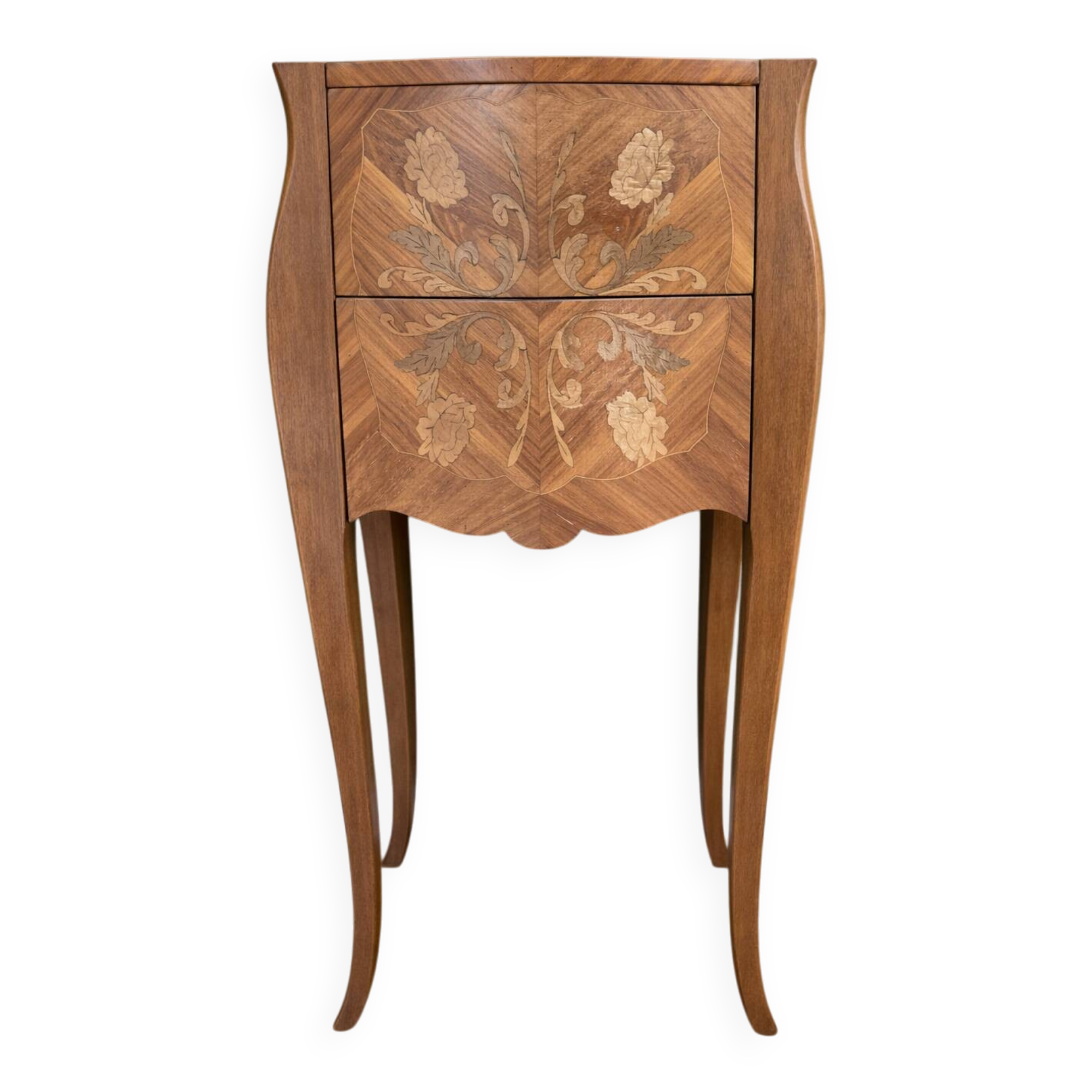 Antique marquetry bedside table / chest of drawers – Louis XV style