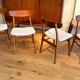 4 vintage Scandinavian "Freya" chairs in natural linen boucle.
