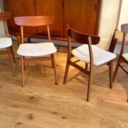 4 Chaises scandinave vintage "Freya" en bouclette lin naturel
