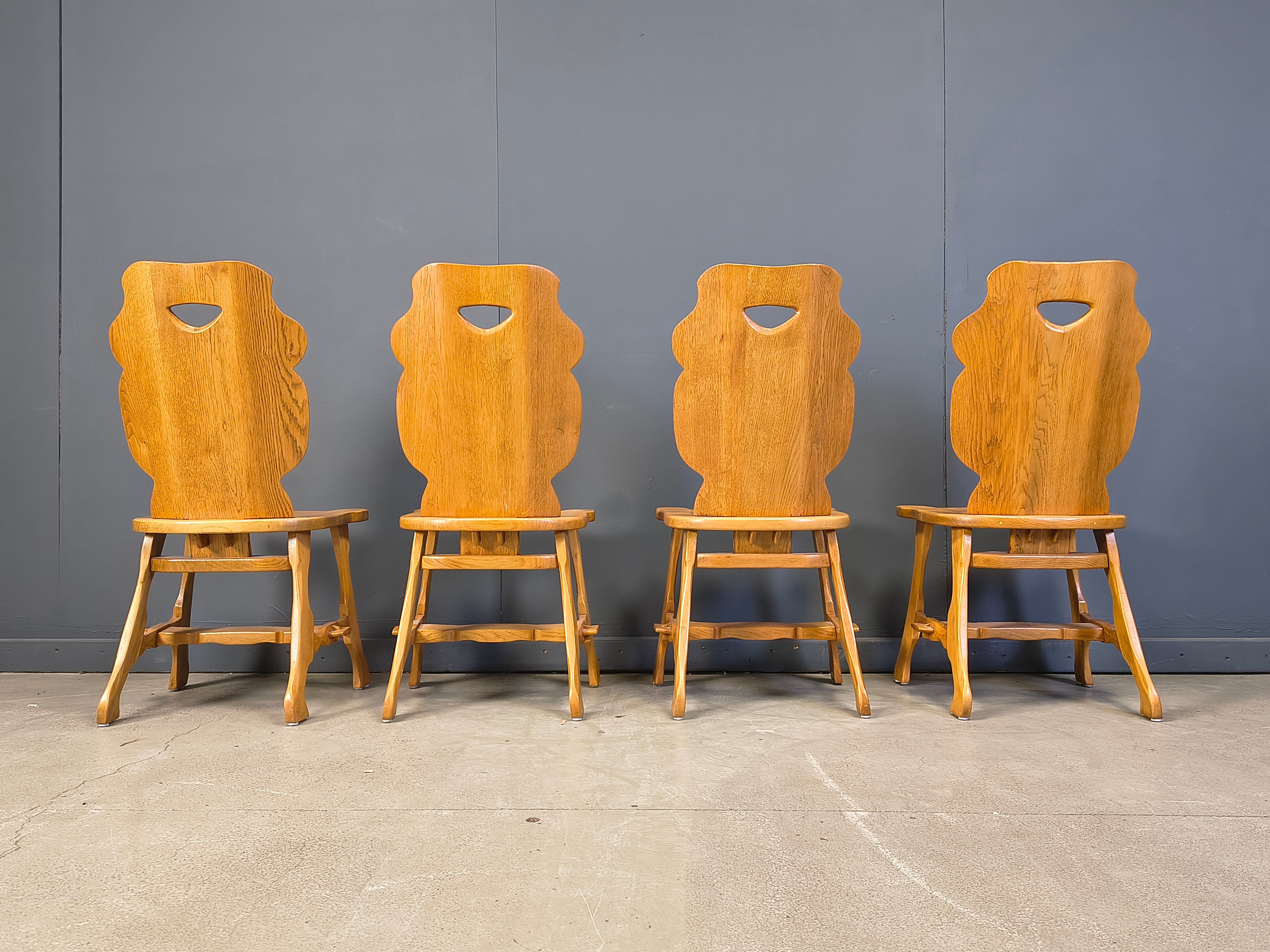 Vintage rustic dining chairs, set of 4 - 1960s