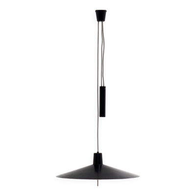 Lampe rare en métal noir réglable en hauteur des années 1950