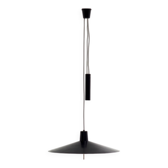 Rare, Height-Adjustable Black Metal Lamp from the 1950s