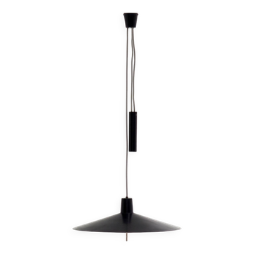 Rare, Height-Adjustable Black Metal Lamp from the 1950s