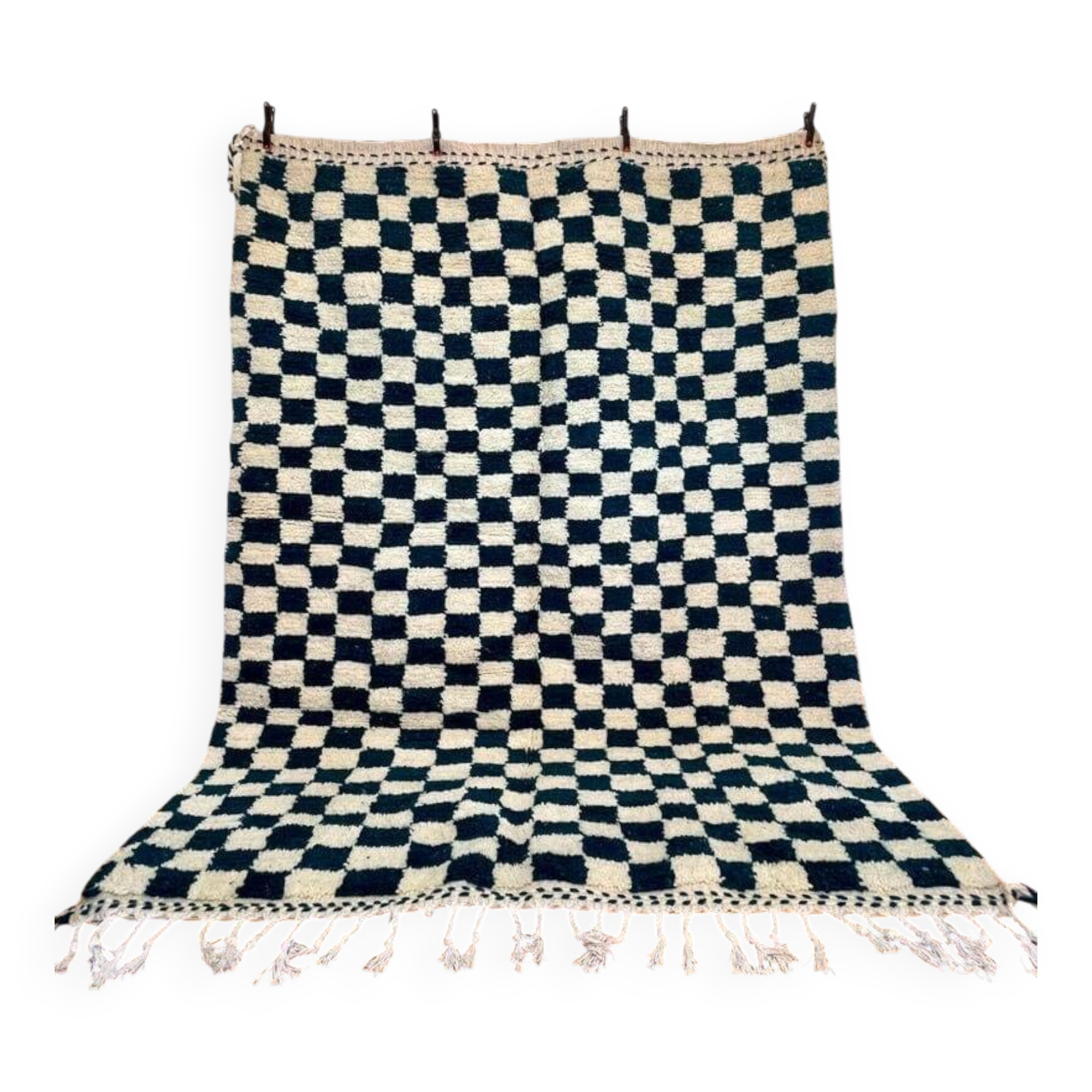 Tapis beni ouraine bleu carré fait main