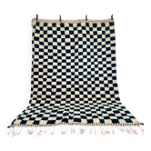 Handmade square blue Beni Ouraine rug