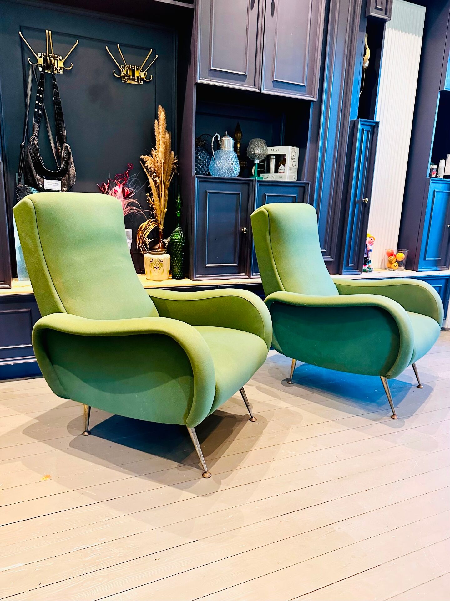 Pair of vintage mid-century organic design armchairs.