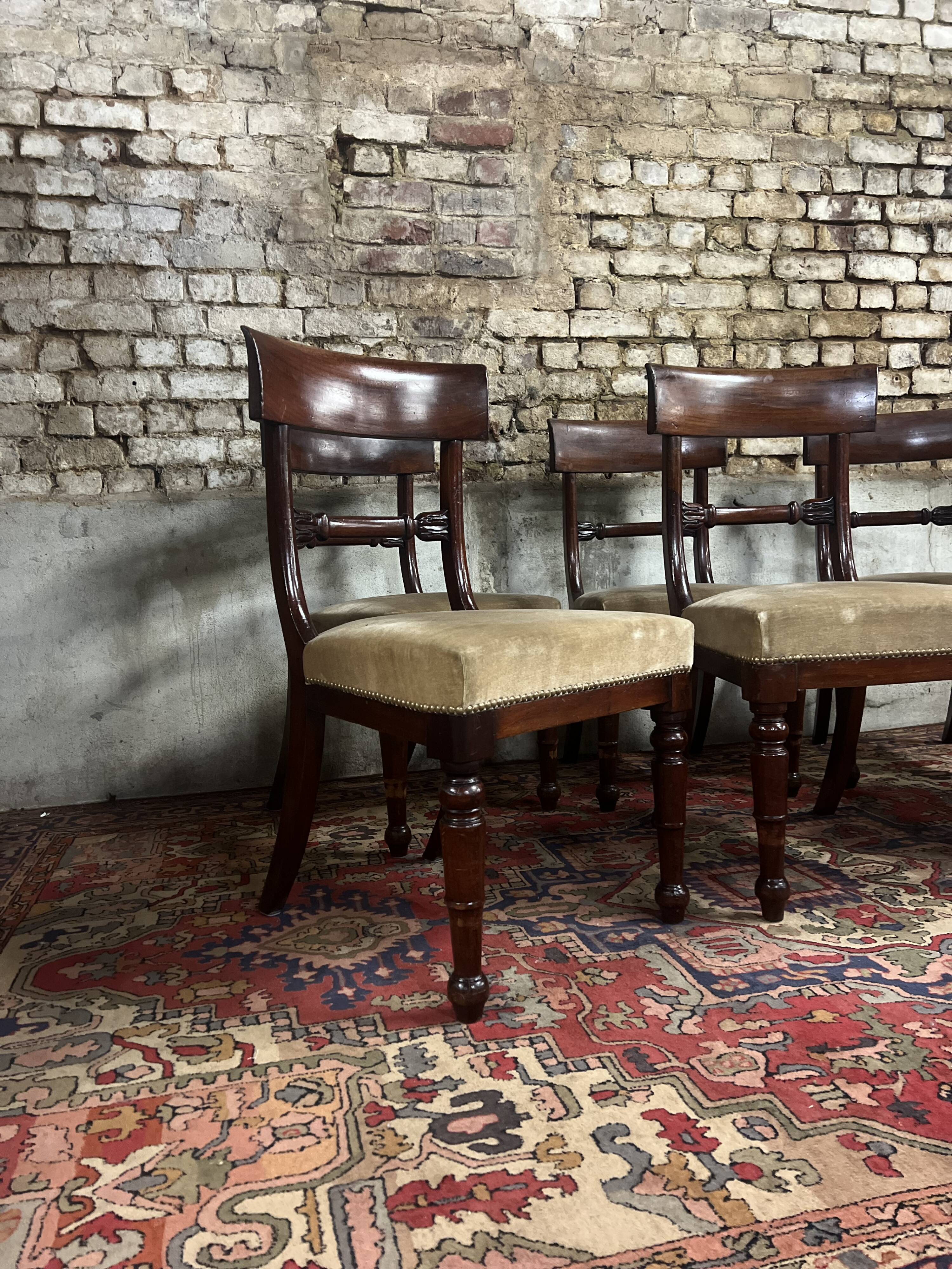 Suite Of Six Mahogany Chairs From The 19th Century Restoration Period