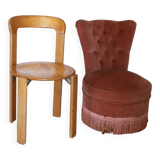 Powder pink fireside chair with fringes