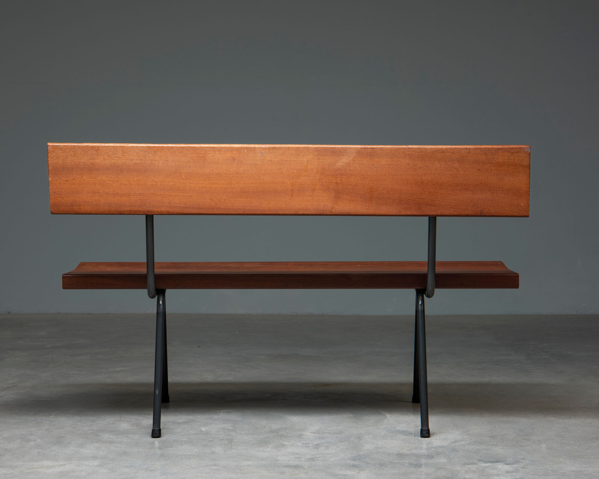 Solid teak bench, Netherlands, 1950s