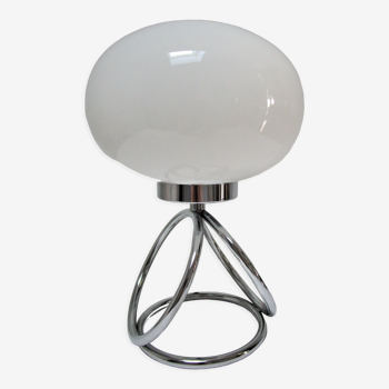 Space age lamp chrome and opaline design 70s