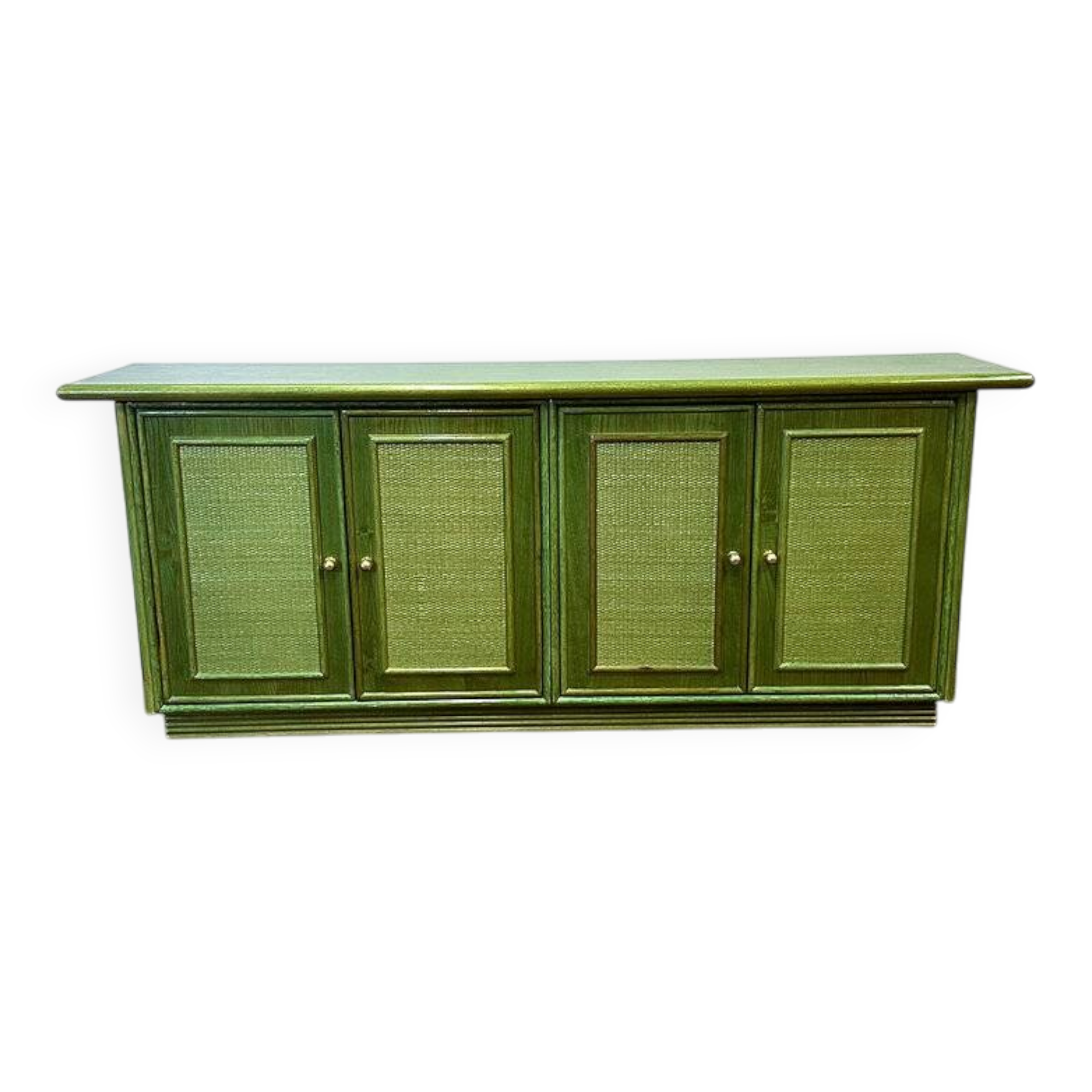 Vintage green rattan sideboard by Georgetti, Italy, 1980s.